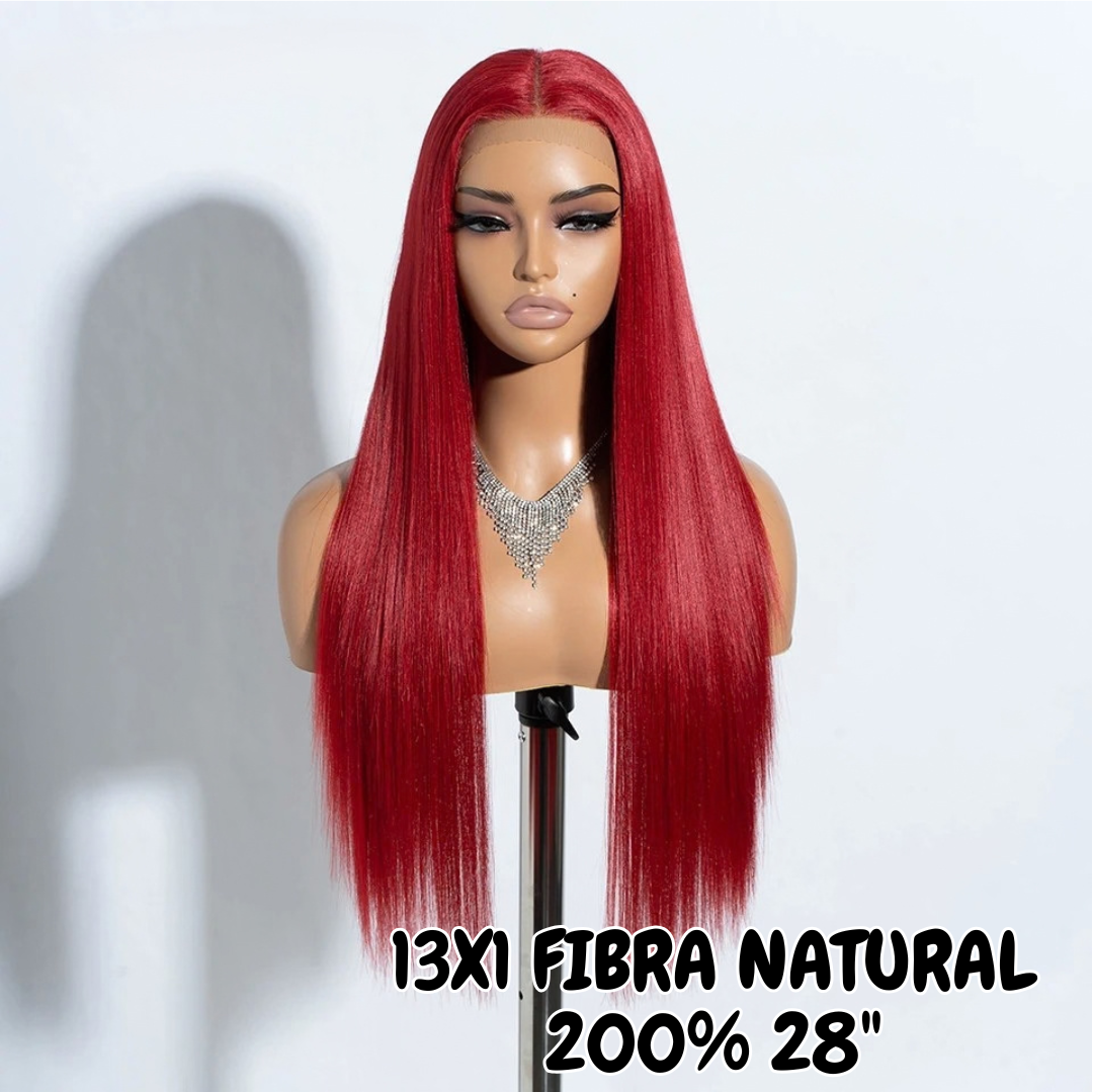Lacio 13x5x1 Fibra Natural 200% 28'' Cereza Rojo Freedom