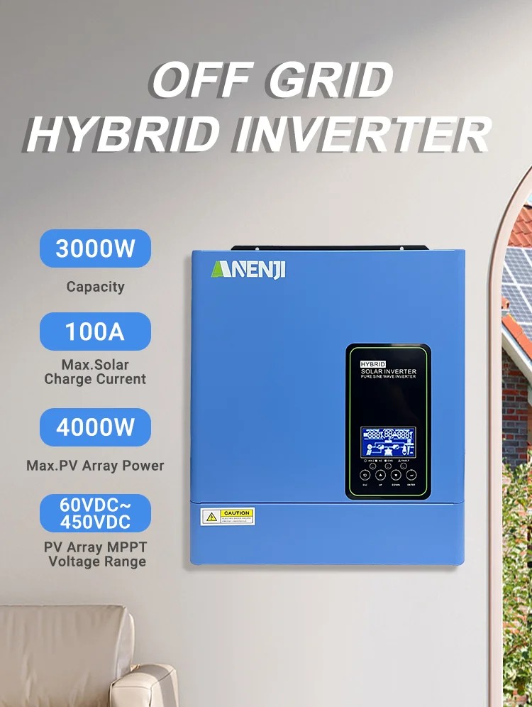 Anenji Inversor Solar hibrido 3KW 110V 100A PV500V
