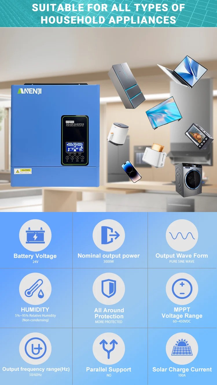 Anenji Inversor Solar hibrido 3KW 110V 100A PV500V